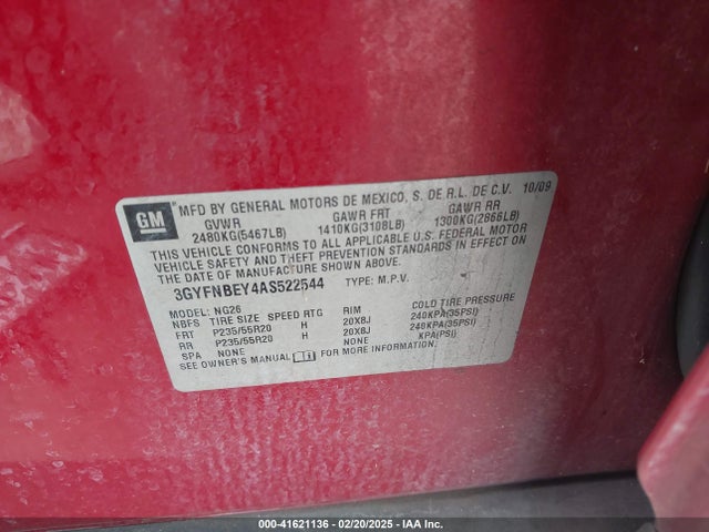 2010 CADILLAC SRX 3GYFNBEY4AS522544 Photo 8
