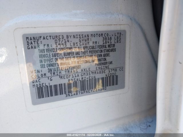 3N1AB7APXEY284580 Nissan SENTRA SR