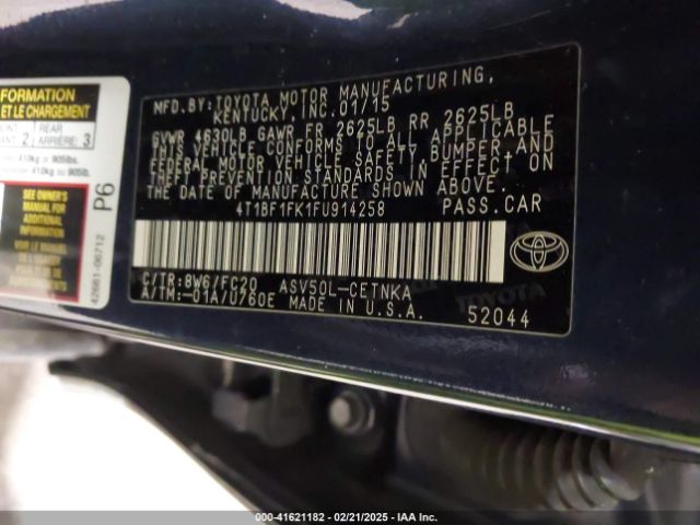 2015 TOYOTA CAMRY 4T1BF1FK1FU914258 Photo 8