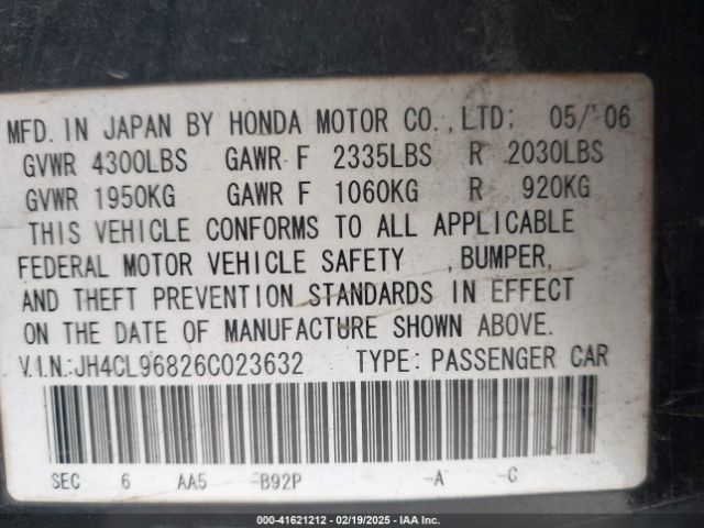 2006 ACURA TSX JH4CL96826C023632 Photo 8