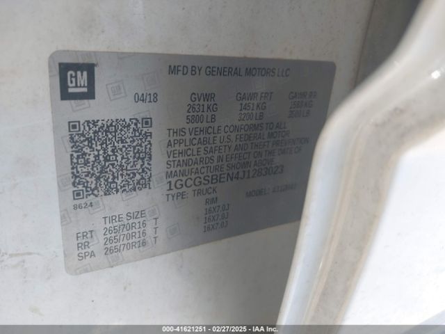 1GCGSBEN4J1283023 Chevrolet Colorado Wt