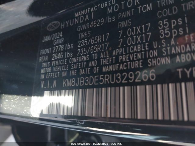 KM8JB3DE5RU329266 Hyundai TUCSON SEL