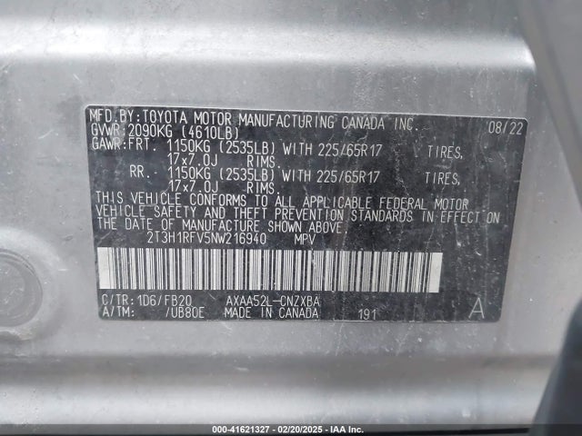 Toyota RAV4 LE 2022 2T3H1RFV5NW216940 Image 9