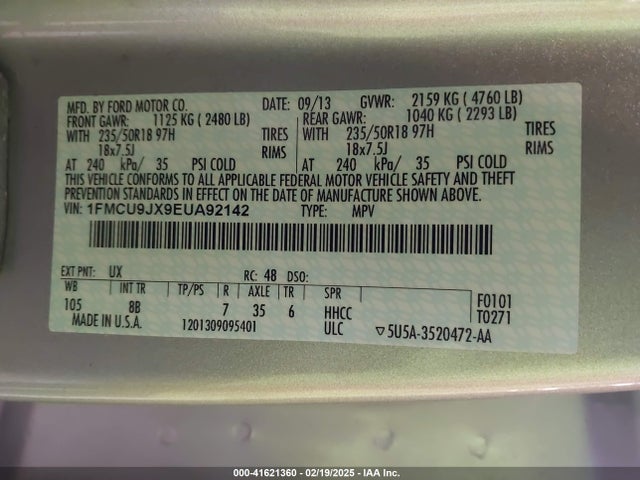 Ford Escape Titanium 2014 1FMCU9JX9EUA92142 Image 9