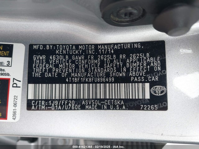 Toyota CAMRY SE 2015 4T1BF1FK8FU896499 Image 9