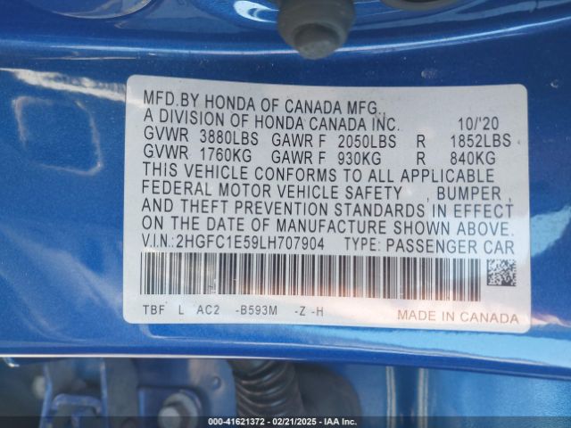 2HGFC1E59LH707904 Honda CIVIC SI SEDAN