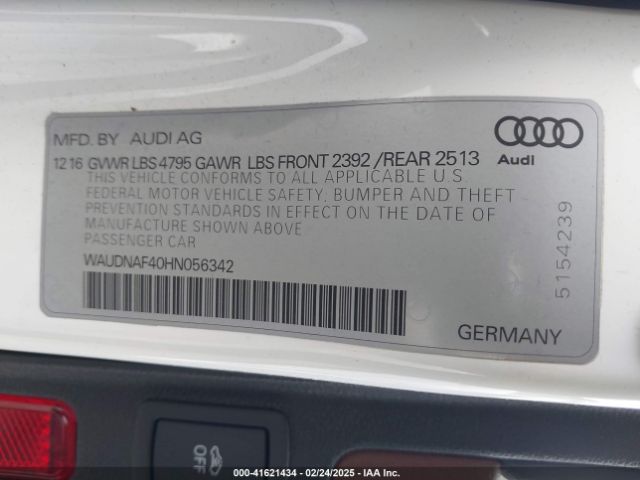 WAUDNAF40HN056342 Audi A4 2.0t Season Of Audi Premium