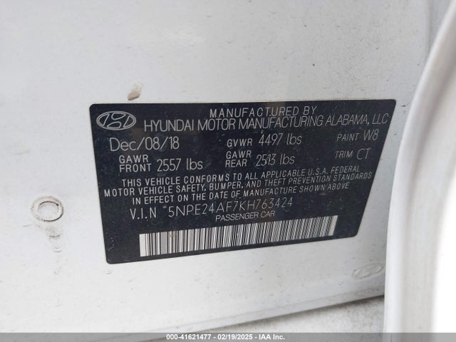 Hyundai SONATA SE 2019 5NPE24AF7KH763424 Image 9
