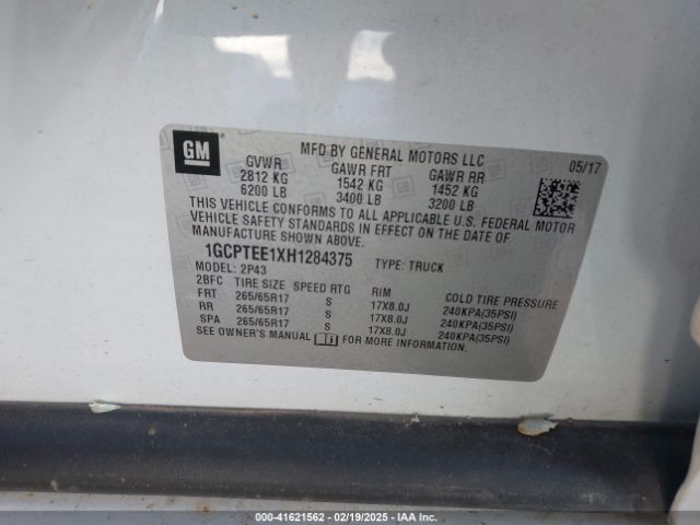 1GCPTEE1XH1284375 Chevrolet Colorado Zr2