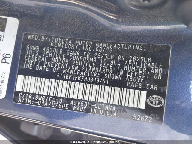 4T1BF1FK7HU619751 Toyota CAMRY LE