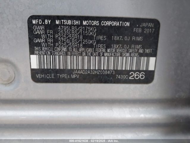 JA4AD2A32HZ038473 Mitsubishi Outlander Es