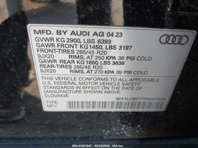 WA1LCBF77PD021834 Audi Q7 Premium Plus 45 Tfsi Quattro Tiptronic