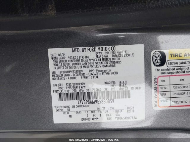 1ZVBP8AM9E5330859 Ford Mustang V6 Premium