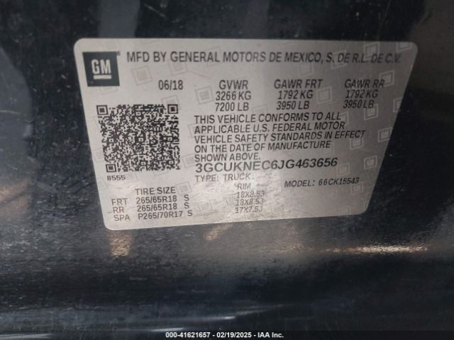 3GCUKNEC6JG463656 Chevrolet Silverado 1500 Wt