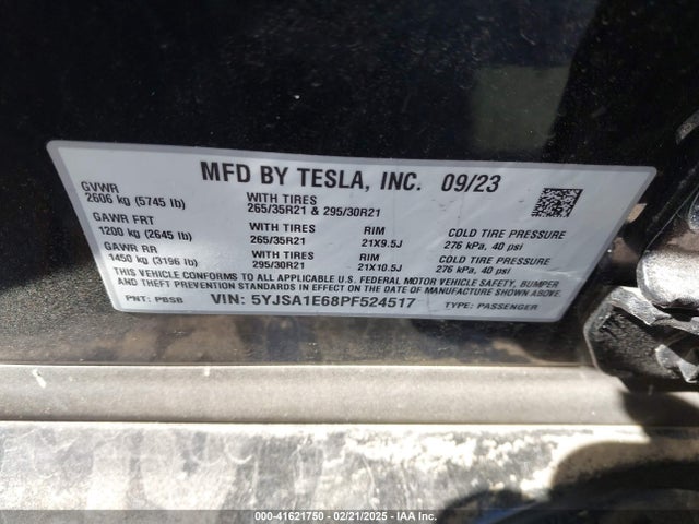 2023 TESLA MODEL S 5YJSA1E68PF524517 Photo 8