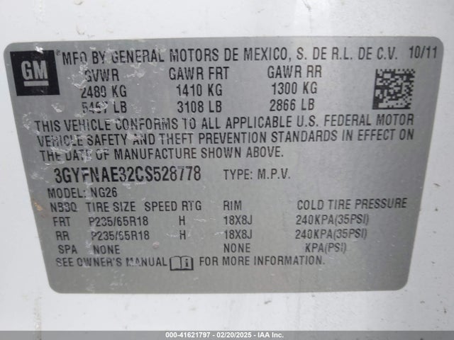 2012 CADILLAC SRX 3GYFNAE32CS528778 Photo 8