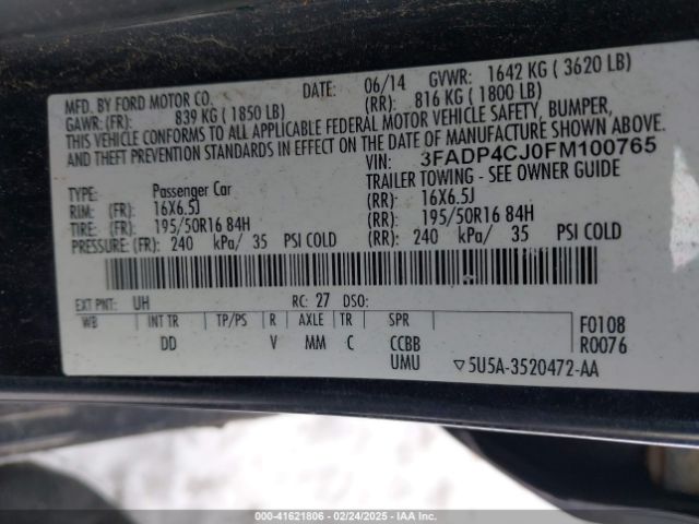 3FADP4CJ0FM100765 Ford Fiesta Titanium