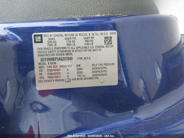 2010 CADILLAC ESCALADE EXT 3GYVKMEF5AG207849 Photo 8
