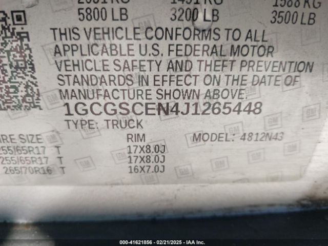 1GCGSCEN4J1265448 Chevrolet Colorado Lt