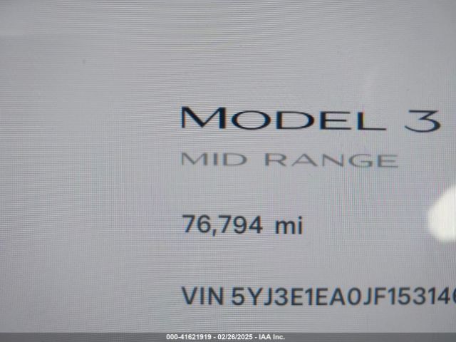 5YJ3E1EA0JF153146 Tesla Model 3 Long Range/mid Range
