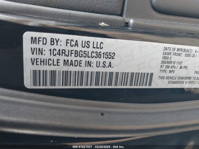 1C4RJFBG5LC361552 Jeep Grand Cherokee Limited 4x4