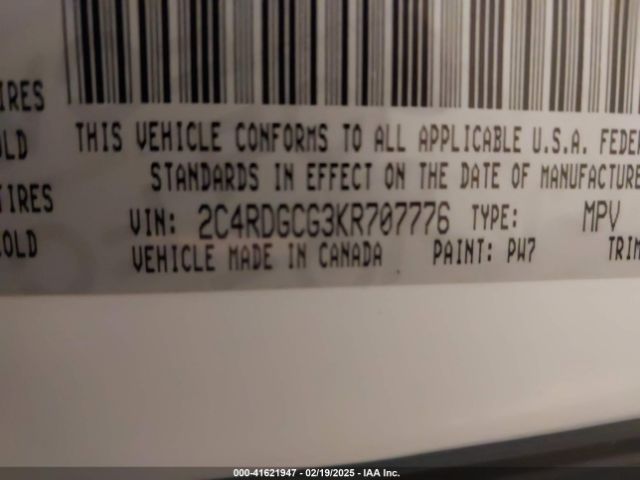 2019 DODGE GRAND CARAVAN 2C4RDGCG3KR707776 Photo 8
