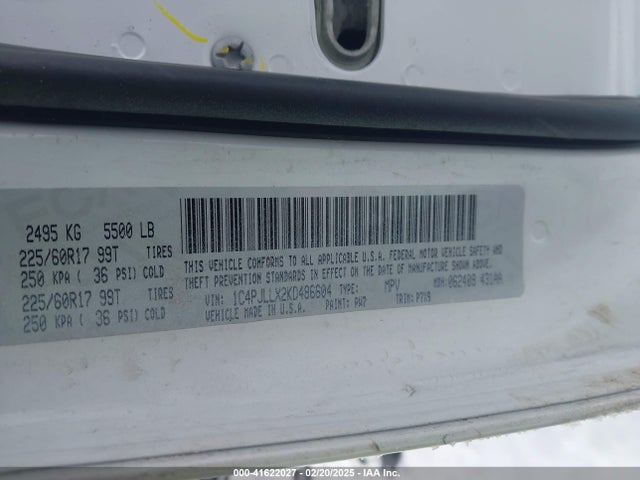1C4PJLLX2KD486604 Jeep Cherokee Latitude Plus Fwd