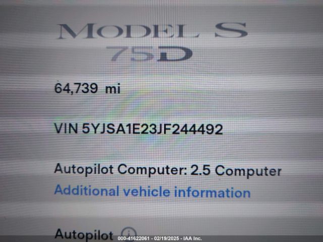 5YJSA1E23JF244492 Tesla MODEL S