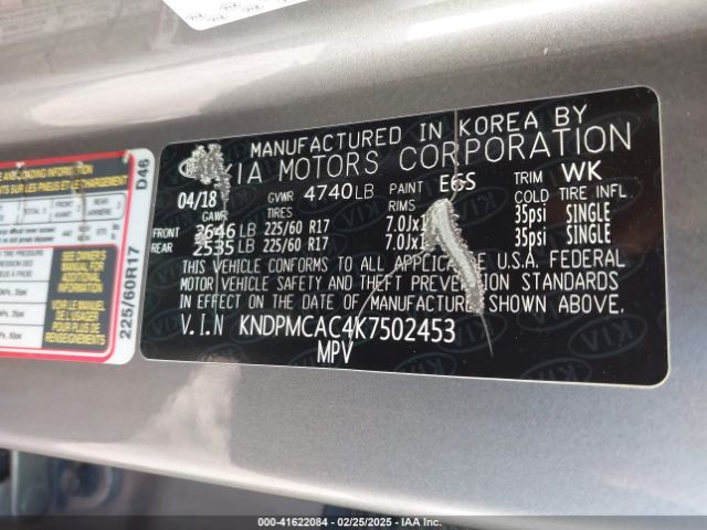 KNDPMCAC4K7502453 KIA Sportage Lx