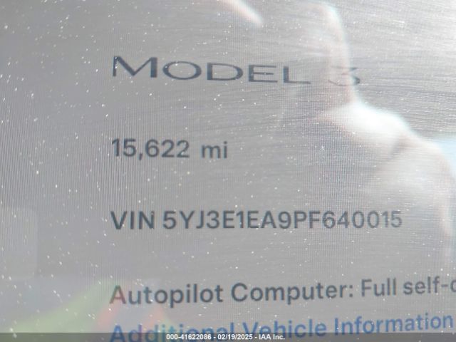 5YJ3E1EA9PF640015 Tesla Model 3 Rear-wheel Drive