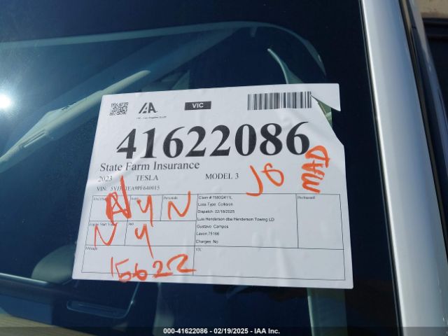 5YJ3E1EA9PF640015 Tesla Model 3 Rear-wheel Drive