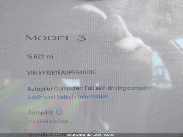 5YJ3E1EA9PF640015 Tesla Model 3 Rear-wheel Drive