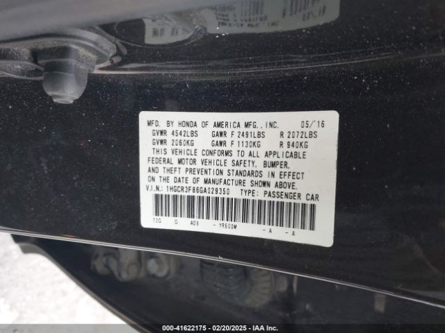 1HGCR3F86GA029350 Honda Accord Ex-l V-6