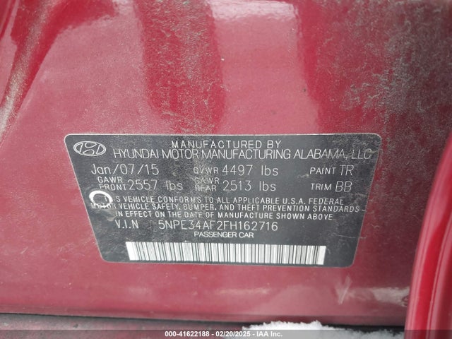 5NPE34AF2FH162716 Hyundai Sonata Limited
