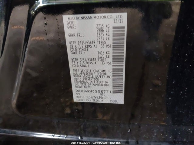 Infiniti QX60 2015 5N1AL0MN5FC558771 Image 9