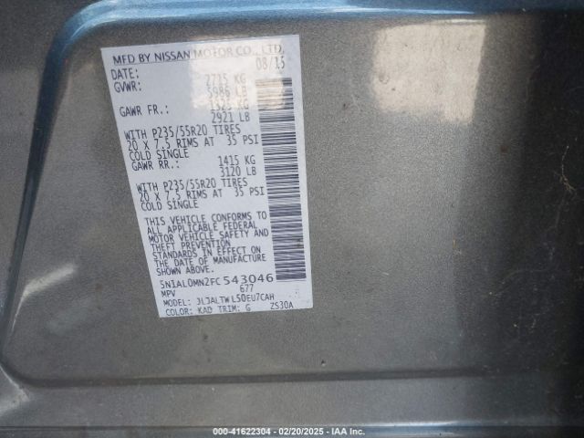 5N1AL0MN2FC543046 Infiniti QX60