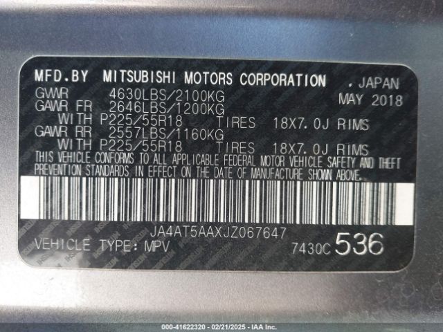 2018 MITSUBISHI ECLIPSE CROSS JA4AT5AAXJZ067647 Photo 8