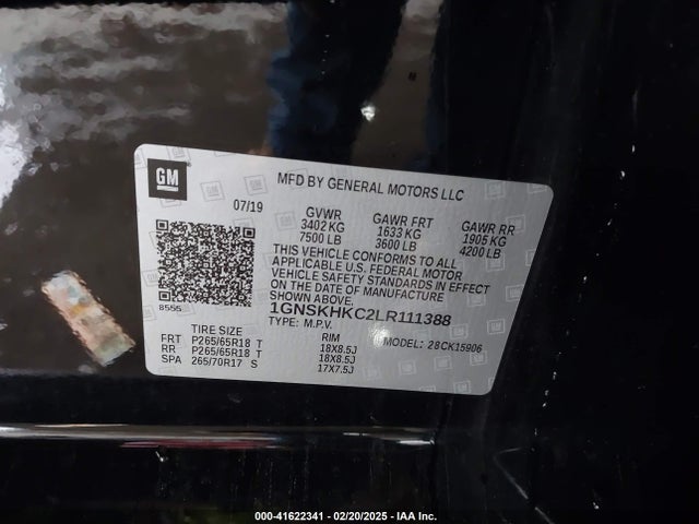 Chevrolet Suburban 4wd Lt 2020 1GNSKHKC2LR111388 Image 9
