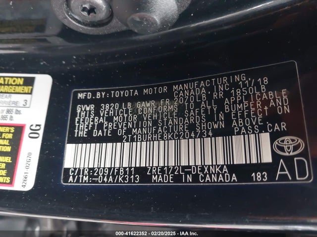 Toyota COROLLA LE 2019 2T1BURHE8KC204734 Image 9