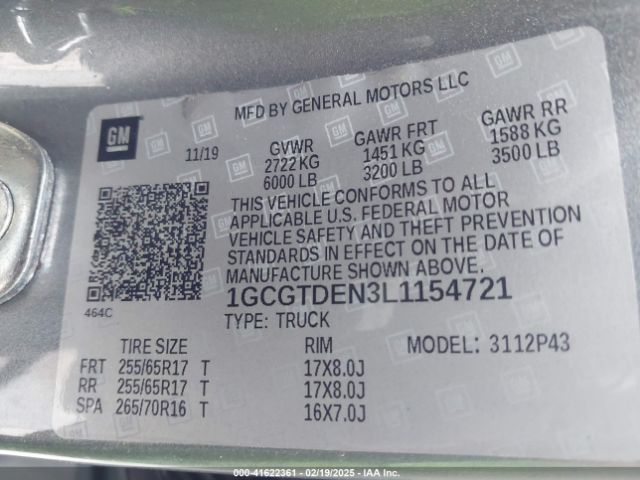 1GCGTDEN3L1154721 Chevrolet Colorado 4wd  Short Box Z71