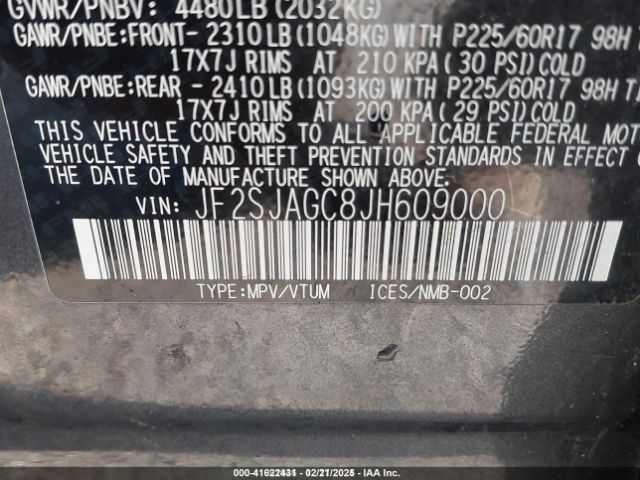 JF2SJAGC8JH609000 Subaru Forester 2.5i Premium