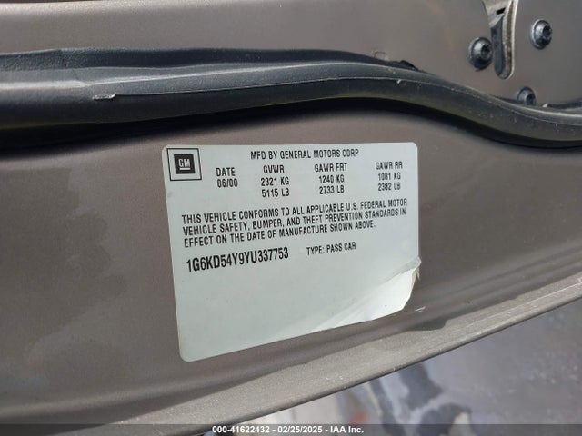 2000 CADILLAC DEVILLE 1G6KD54Y9YU337753 Photo 8