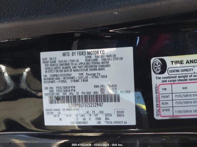 1ZVBP8CF1E5252947 Ford Mustang Gt Premium