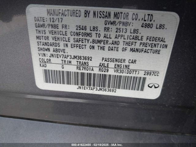 JN1EV7AP3JM363692 Infiniti Q50 3.0t Luxe