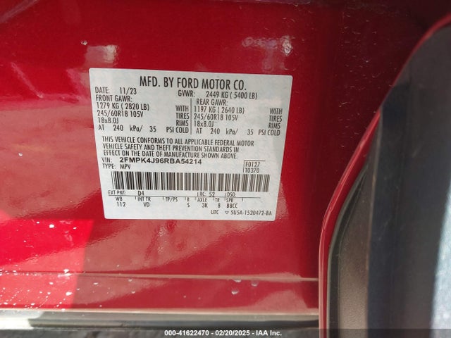 2FMPK4J96RBA54214 Ford EDGE SEL