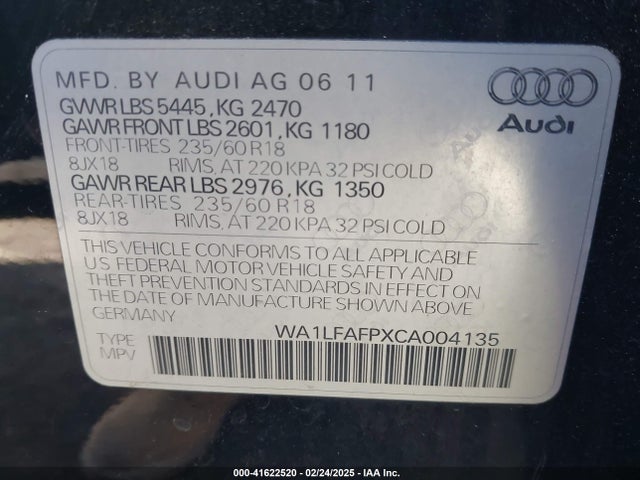 2012 AUDI Q5 WA1LFAFPXCA004135 Photo 8