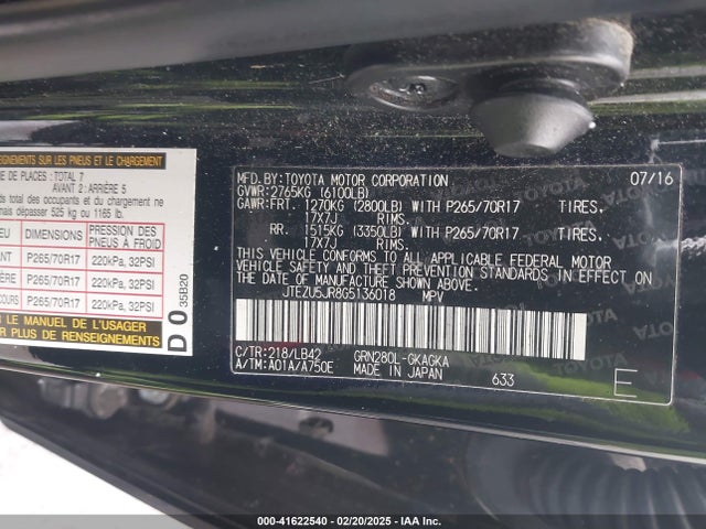 Toyota 4runner Sr5 Premium 2016 JTEZU5JR8G5136018 Image 9