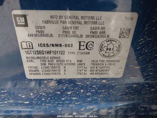 1GT12SEG1HF101122 GMC Sierra 2500hd Sle