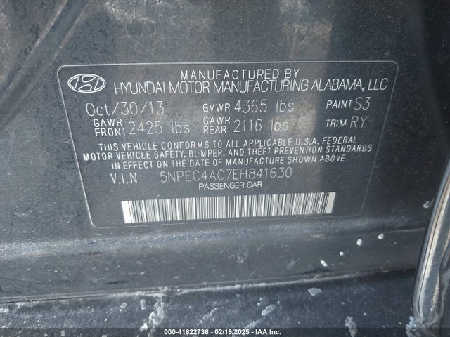 Hyundai SONATA SE 2014 5NPEC4AC7EH841630 Image 9