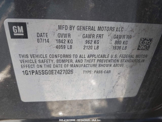 1G1PA5SG0E7427026 Chevrolet Cruze Ls Auto
